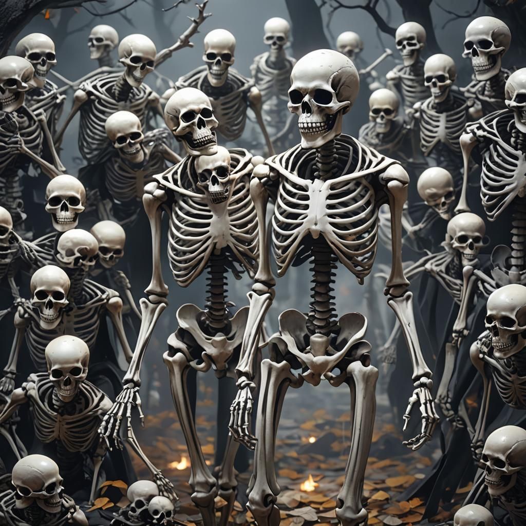 Spooky Skeletons in Detailed 3D Anime Art