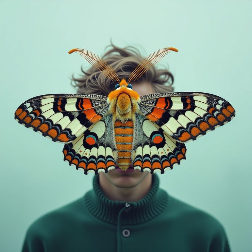 Ethereal Moth-Man Hybrid in Impressionist Style