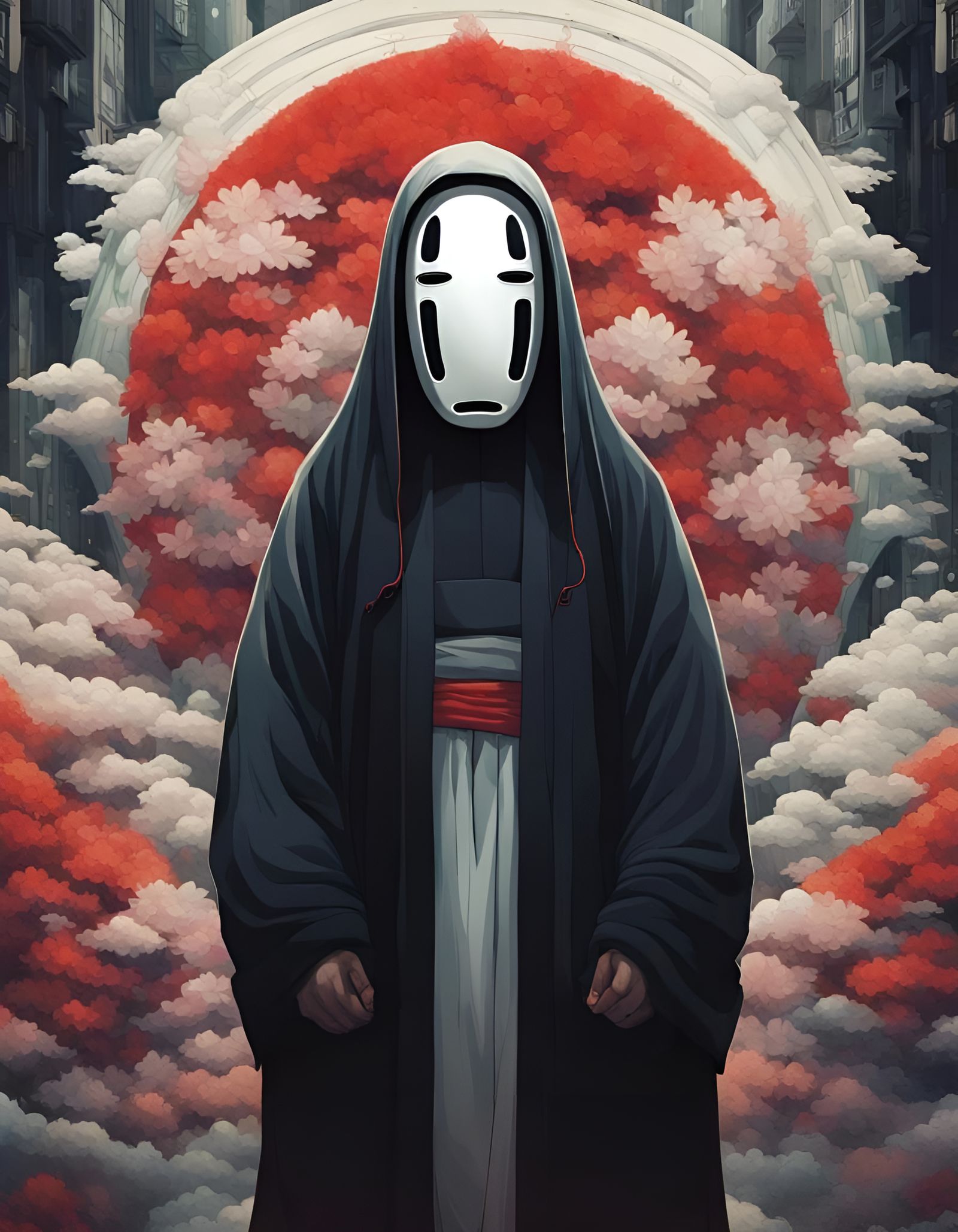 No Face in Tokyo Streetwear, Art Nouveau Style