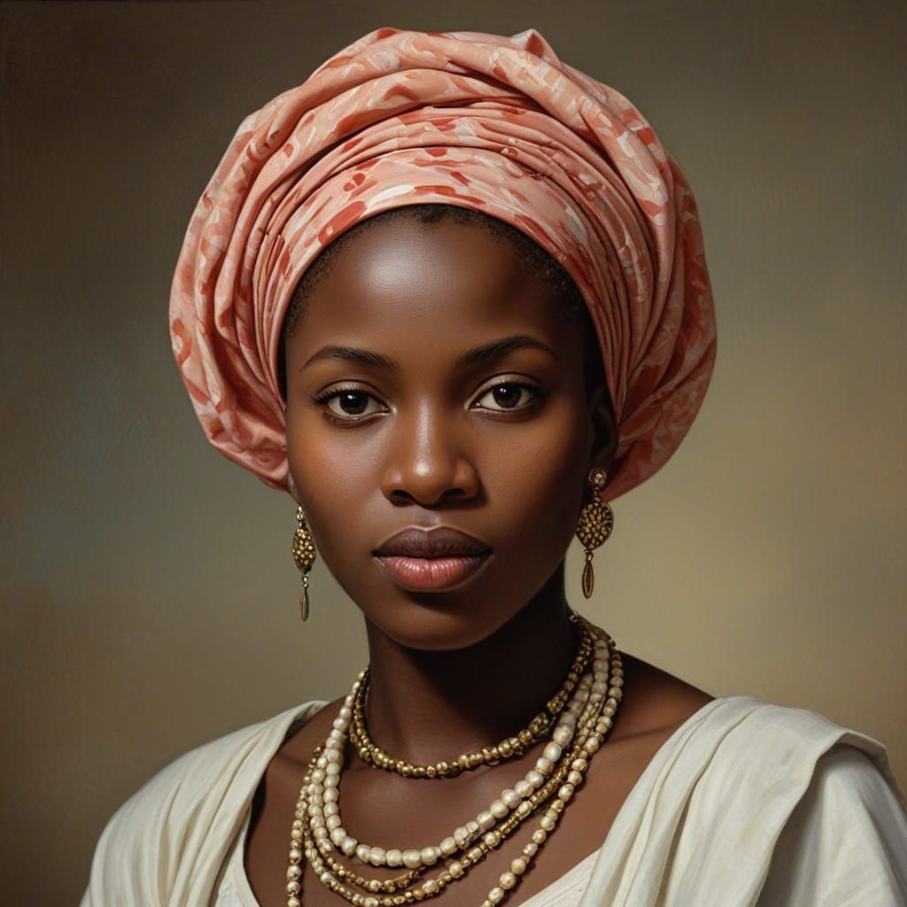 Hausa-Fulani Woman in Classical Oil Painting Style