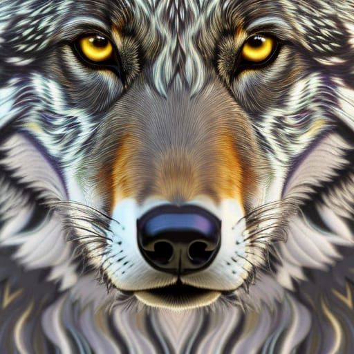 Feathered Wolf in Pop Art Style, 8K Resolution