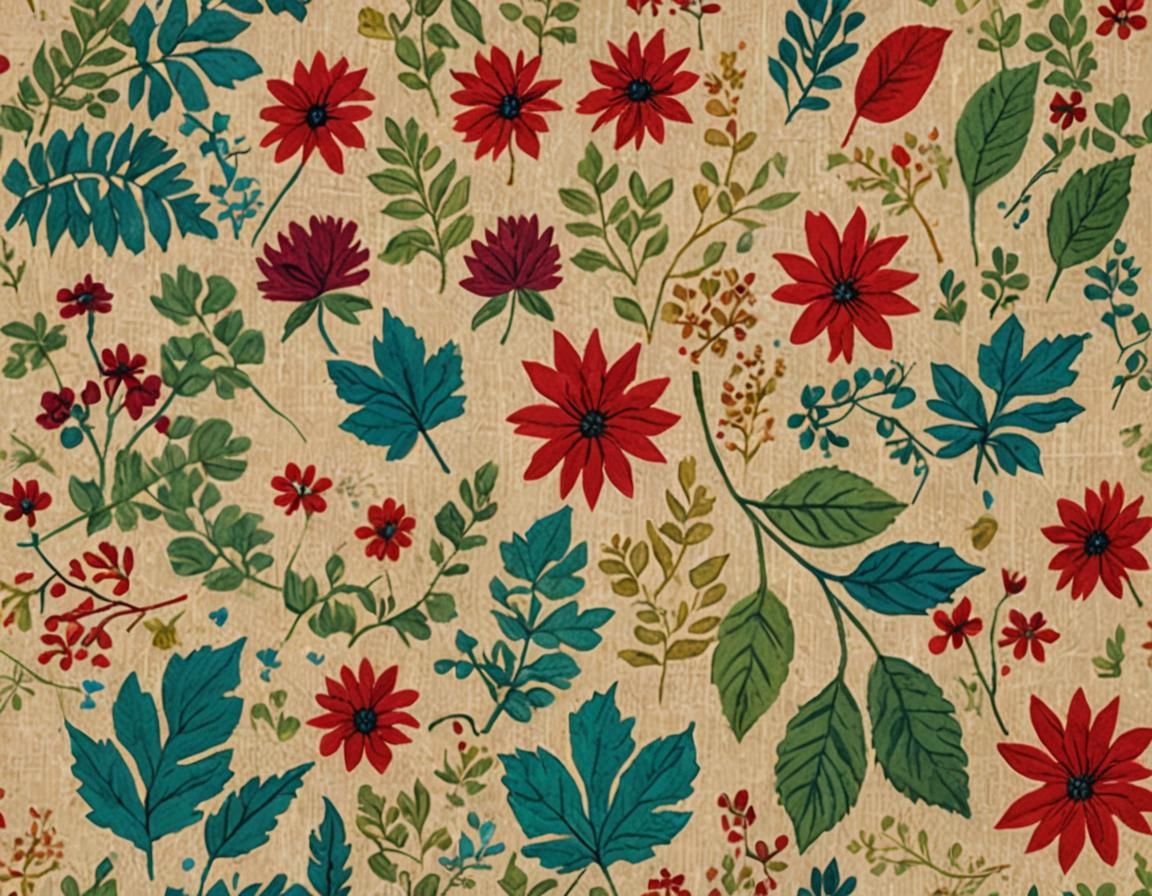 Abstract Floral Scatter in Complementary Colors