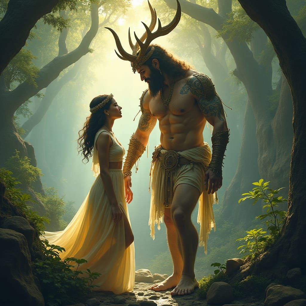 Nephilim Temptation in Paradise: A Digital Matte Painting