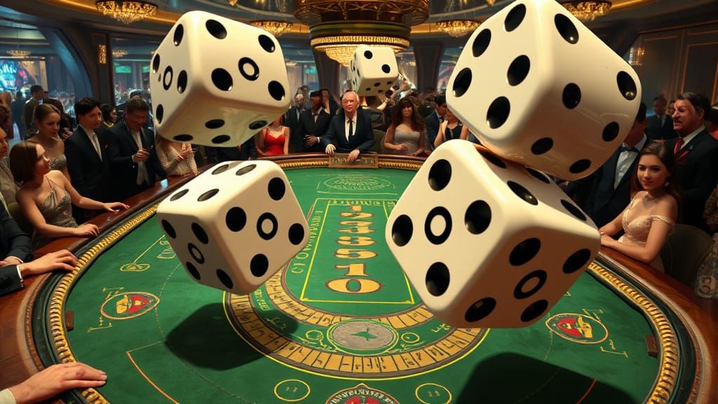 Futuristic Casino Craps Table in a High-Stakes Atmosphere