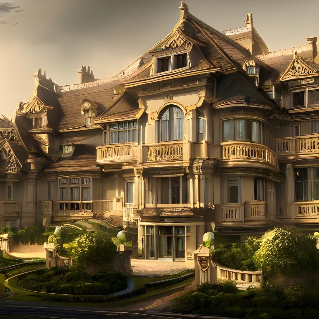 Opulent Mansion in Art Nouveau Rococo Style