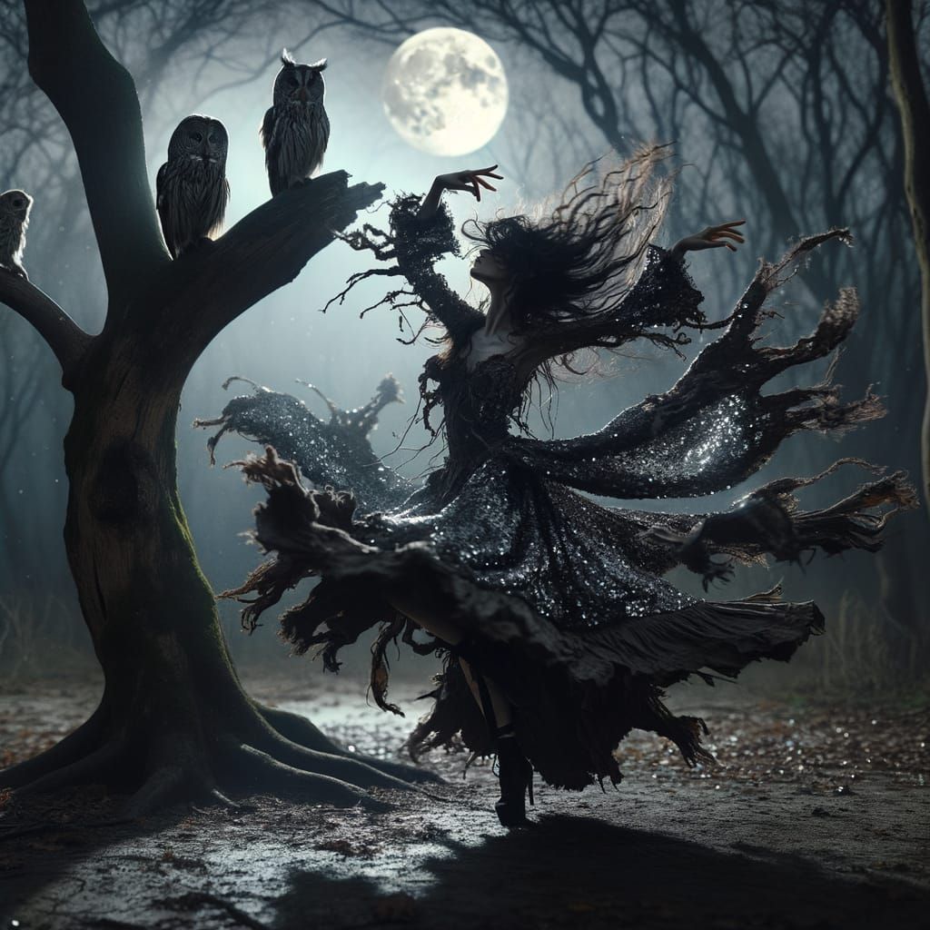 Fey Dancer in Moonlit Forest