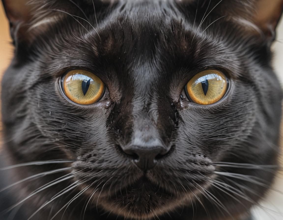 Extreme Closeup of a Black Cat Nose