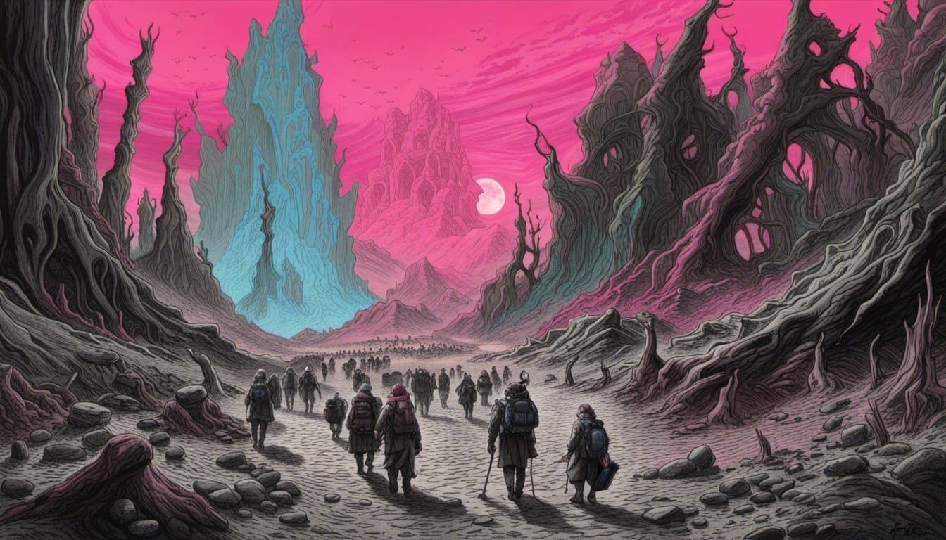 Settlers in a Dying Earth: Retro Horror Charcoal