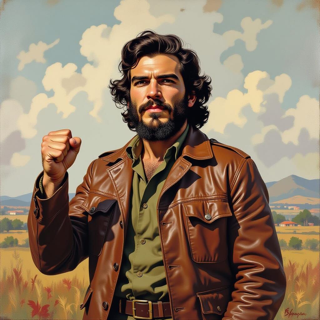 Che Guevara Portrait in Mural Style