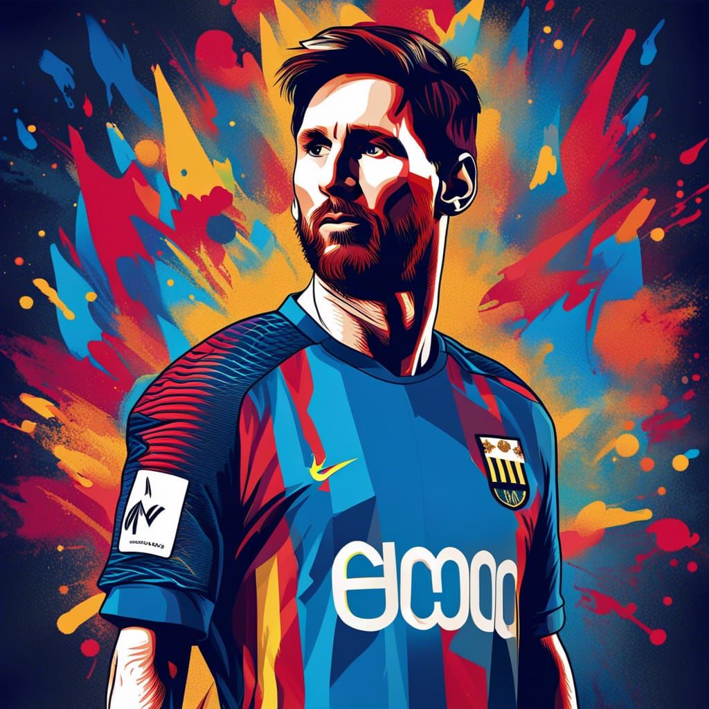 Argentine Soccer Star in Geometric Pop Art