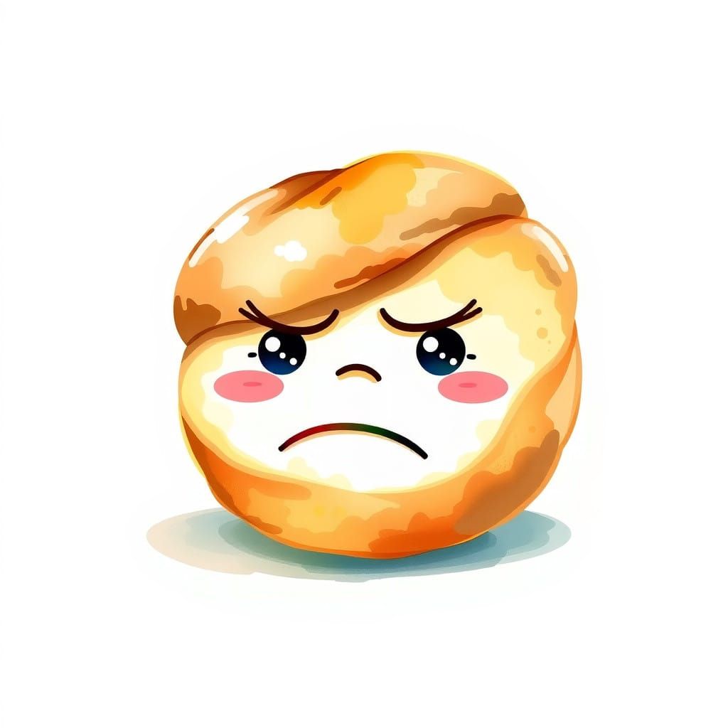 Kawaii Danish Pastry in Impressionist Watercolor Style