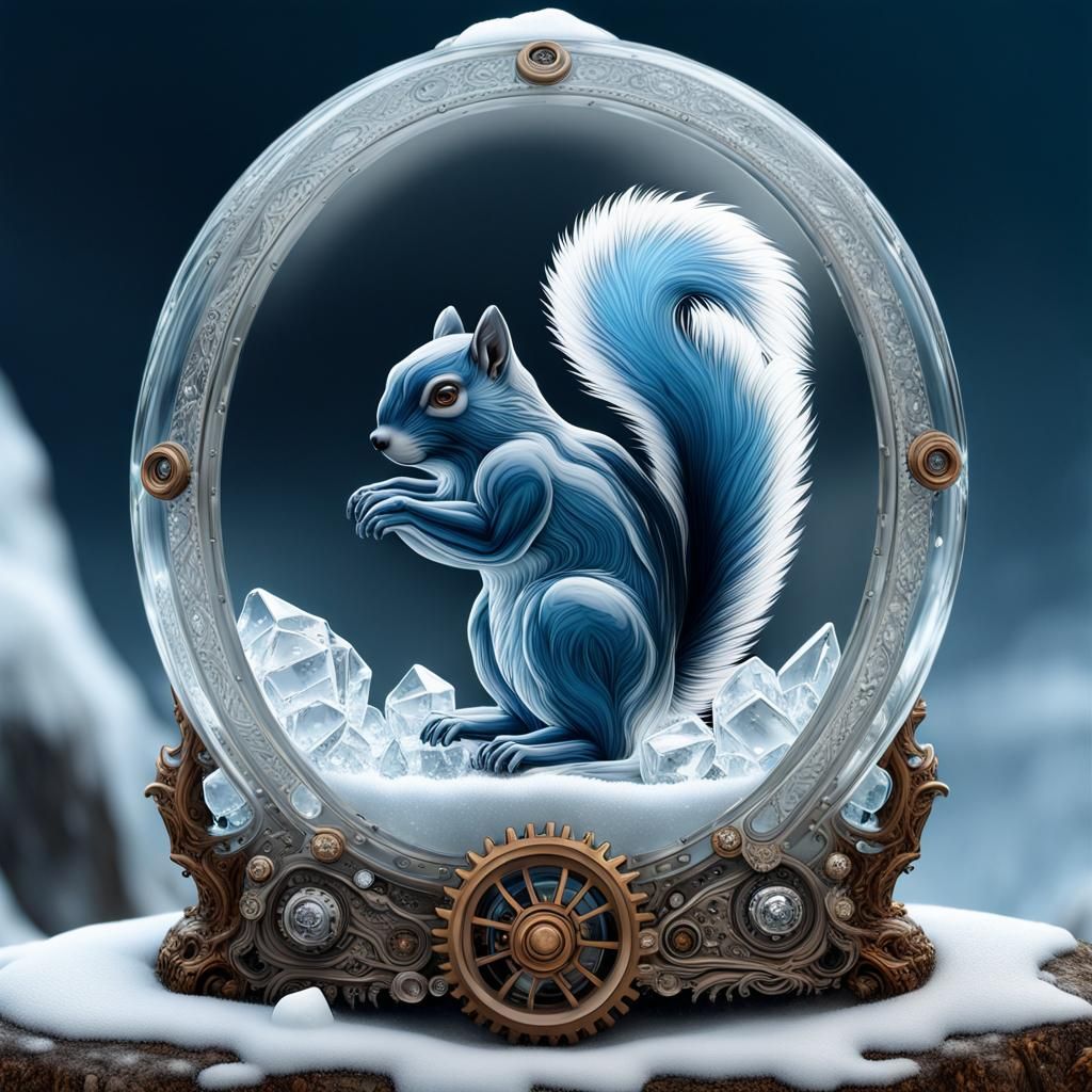 Hazel Carved Glass Squirrel Mechanical Wonder