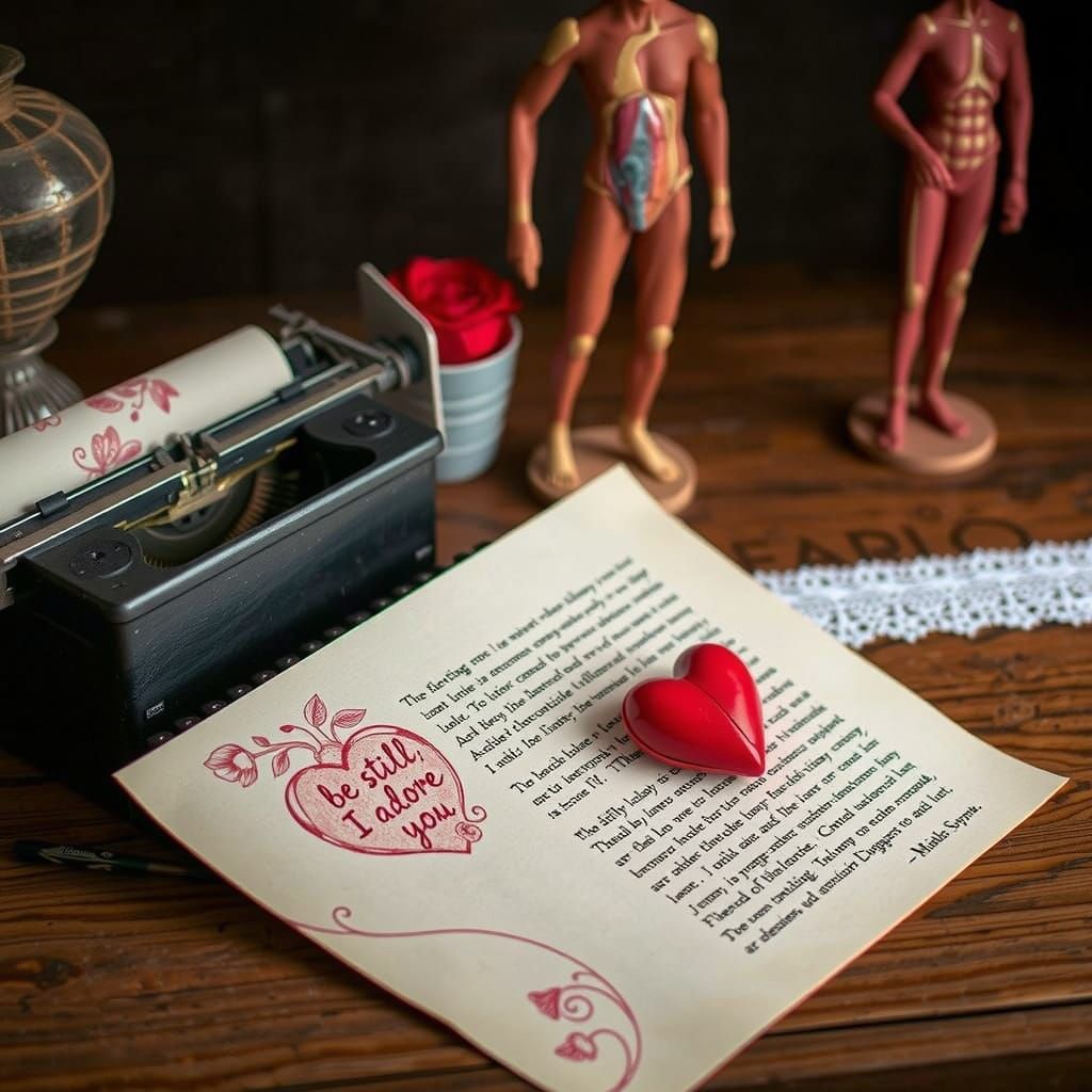Rustic Office Love Letter in Red Embossed Heart