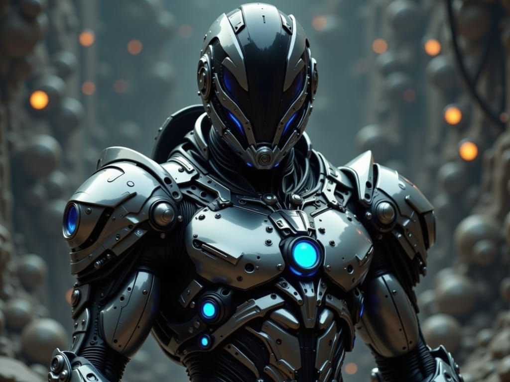 Futuristic Roboco Combat Armor in Vintage-Futuristic Style