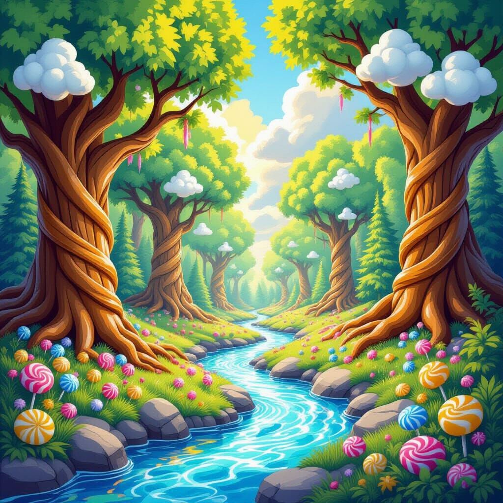 Fantastical Forest with Caramel Trees & Candy Leaves