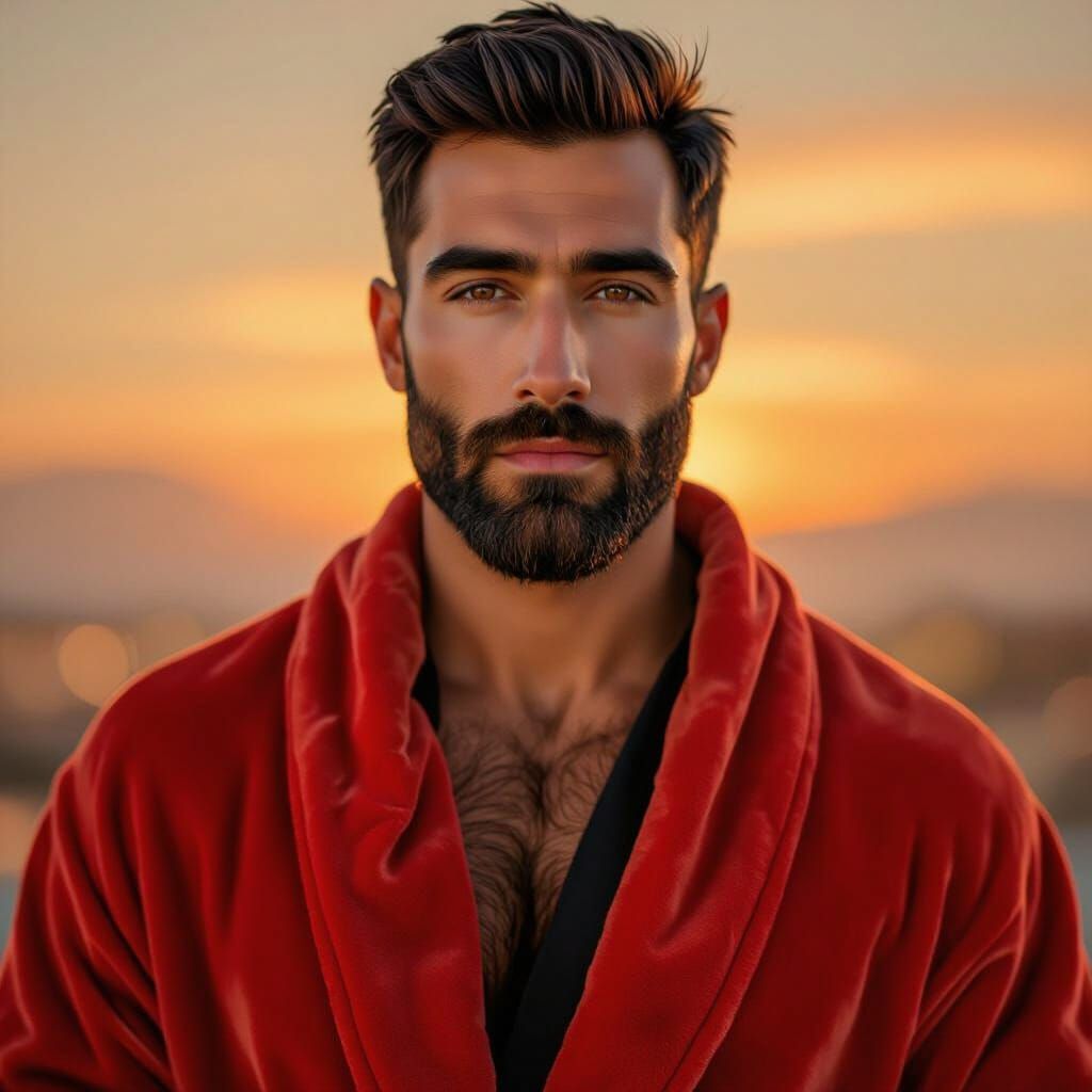 Renaissance Portrait of a Handsome Man in Velvet Robe