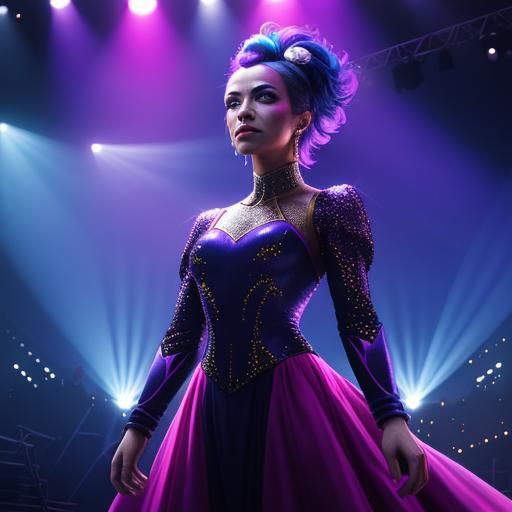 High Wire Circus Performers in Vibrant Digital Art