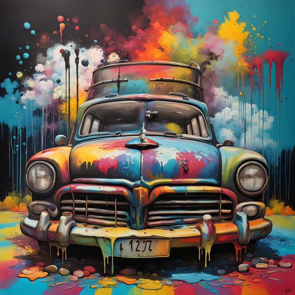 French Farmhouse Centerpiece in Graffiti Art Style