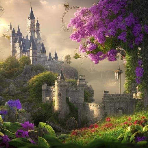 Fairytale Castle with Flower Vines
