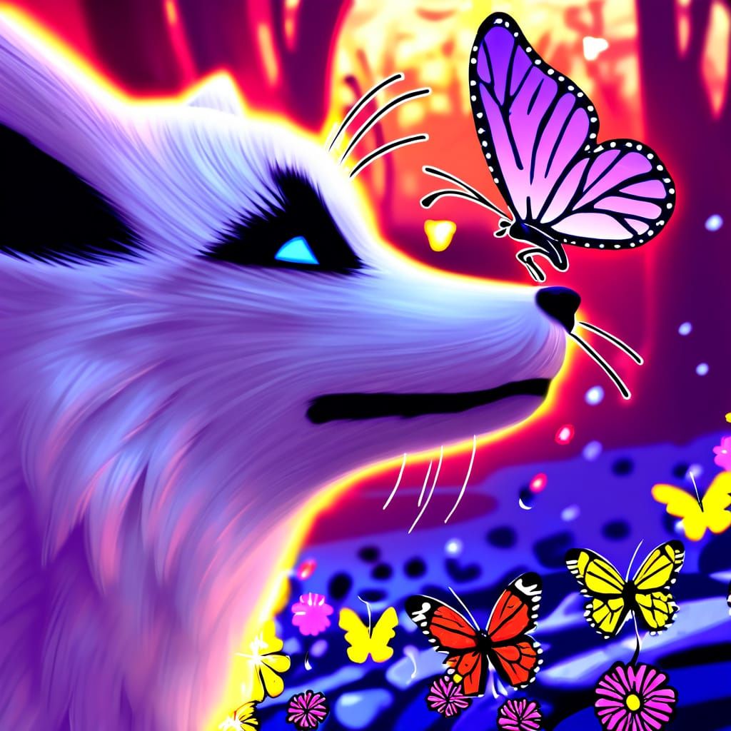 Crystal Glass Butterfly on Fox's Nose in Enchanted Garden