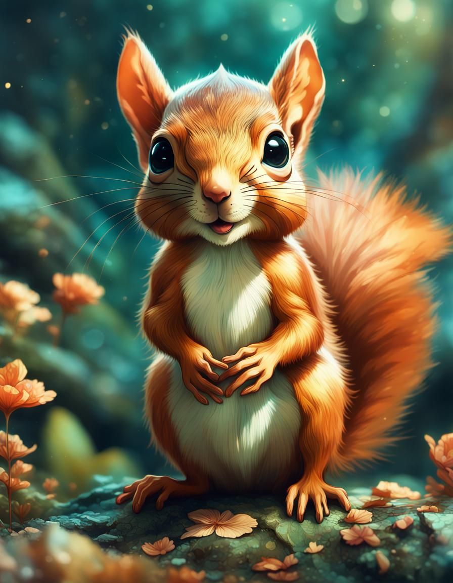 Opulent-Eyed Squirrel: Hyperdetailed Friendship in 8K