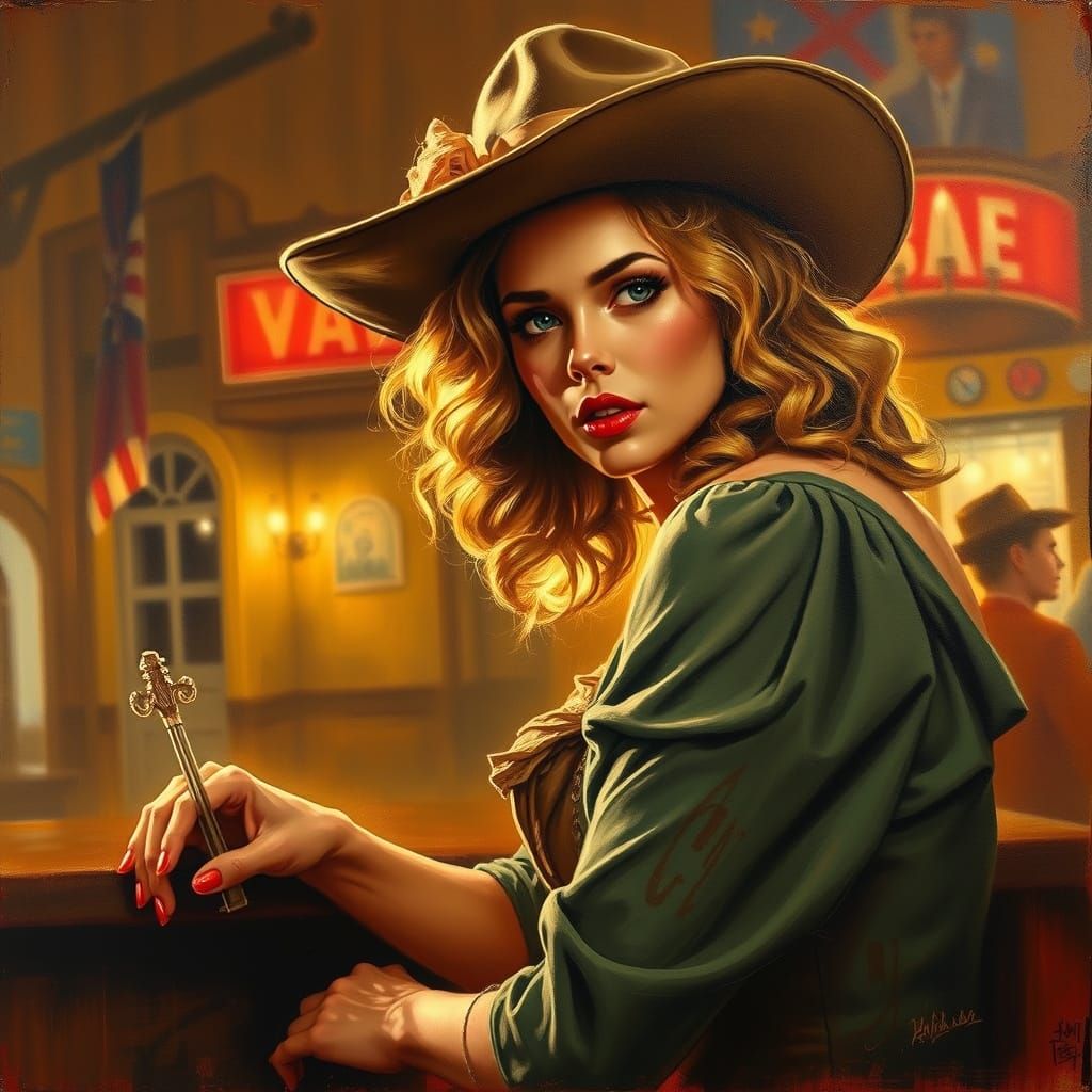 Debbie Harry as Saloon Girl, Alla Prima Painting