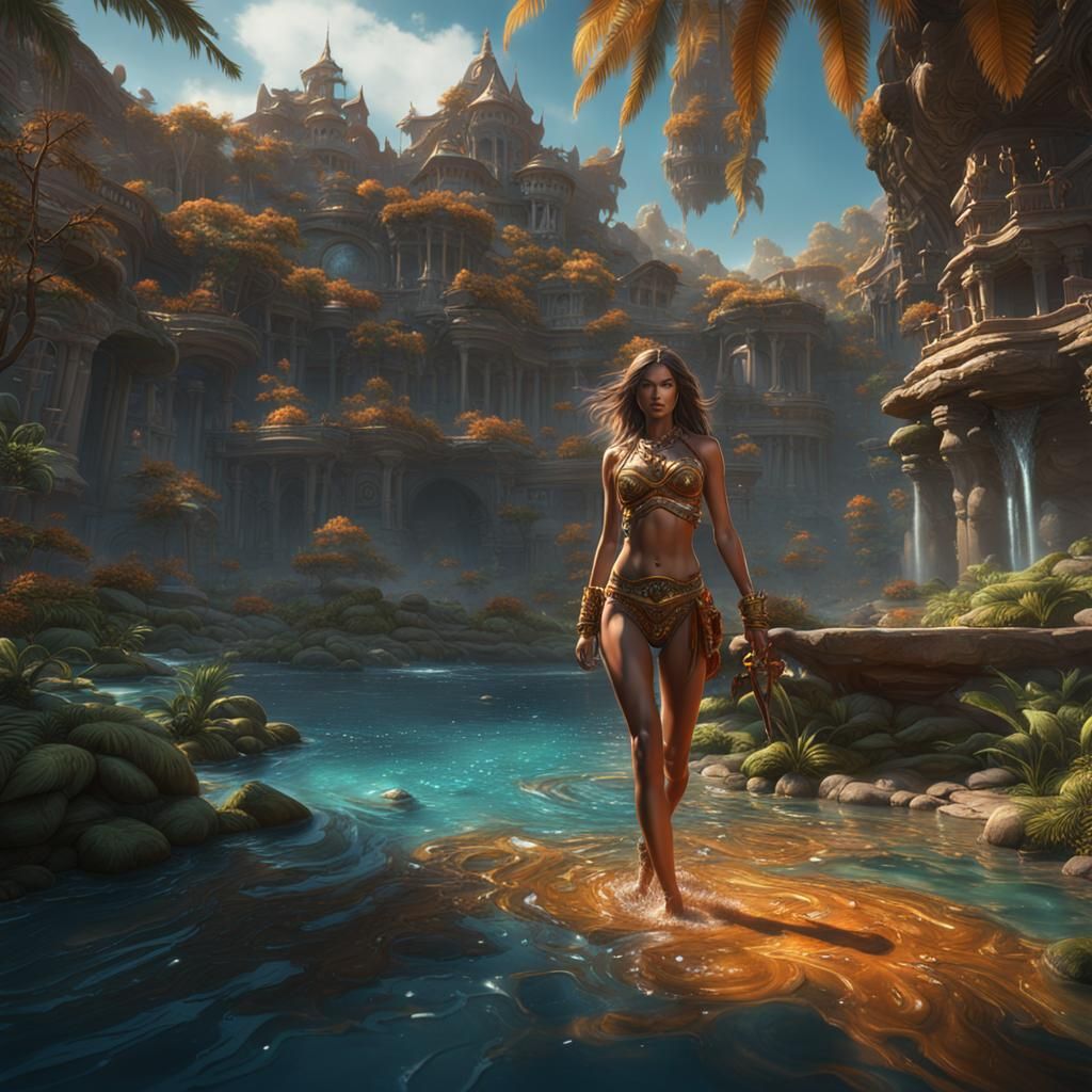 Fantasy Art Bikini Model in Detailed Digital Painting