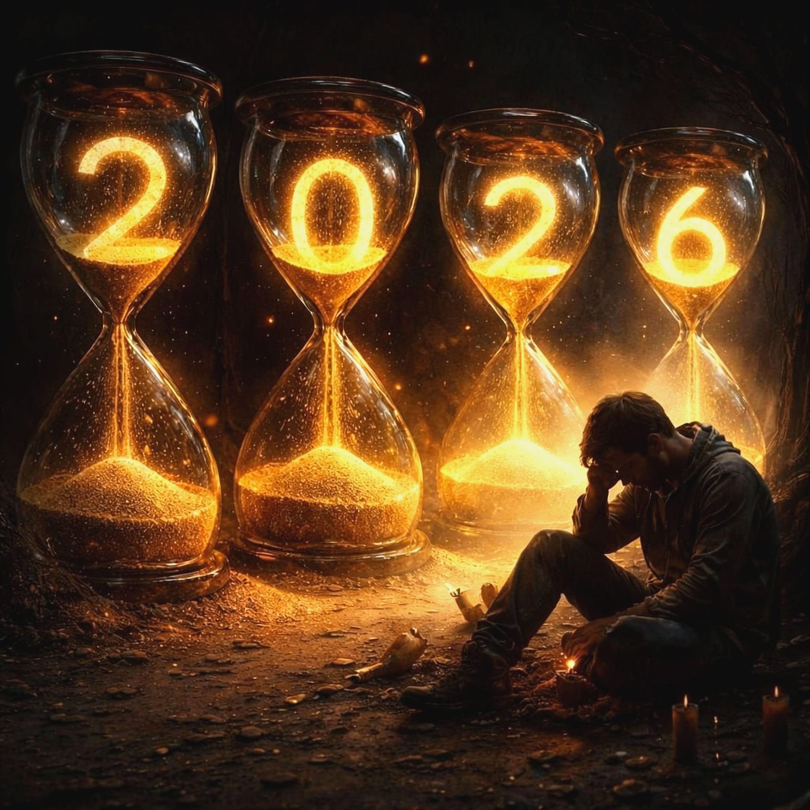 Crystalline Hourglasses Symbolize Time and Hope