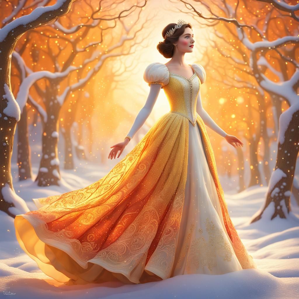 Elegant Lady in Flowing Gown: Pixar 3D Digital Art