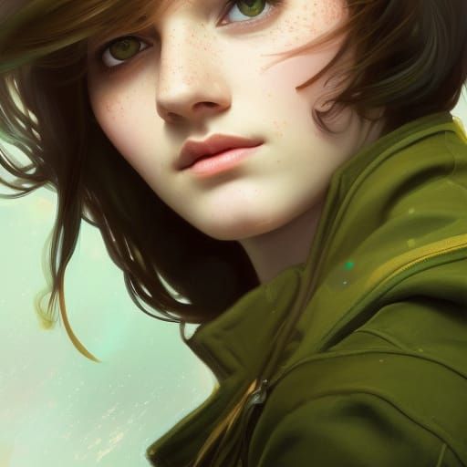 Beautiful Teenage Girl Portrait in Art Nouveau Style