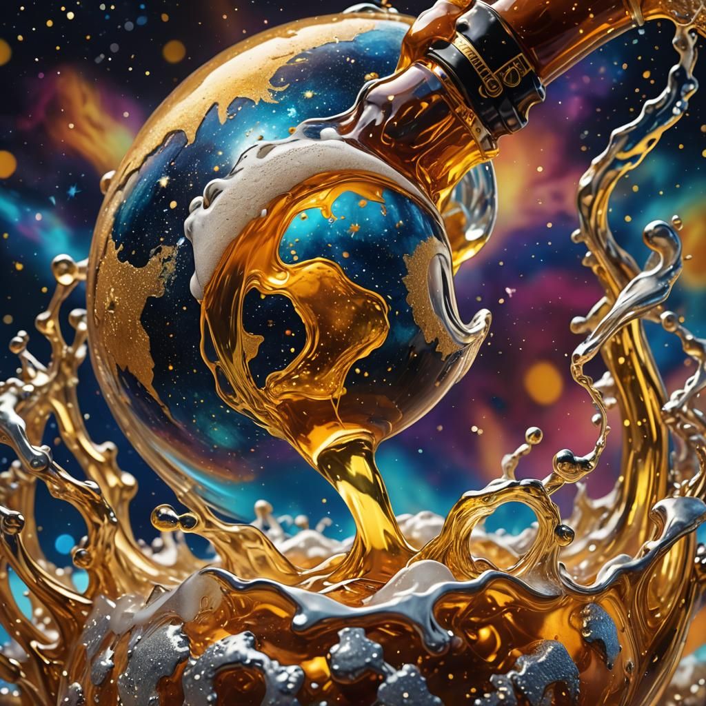 Oktoberfest Globe: Surrealism in Space Oil Painting