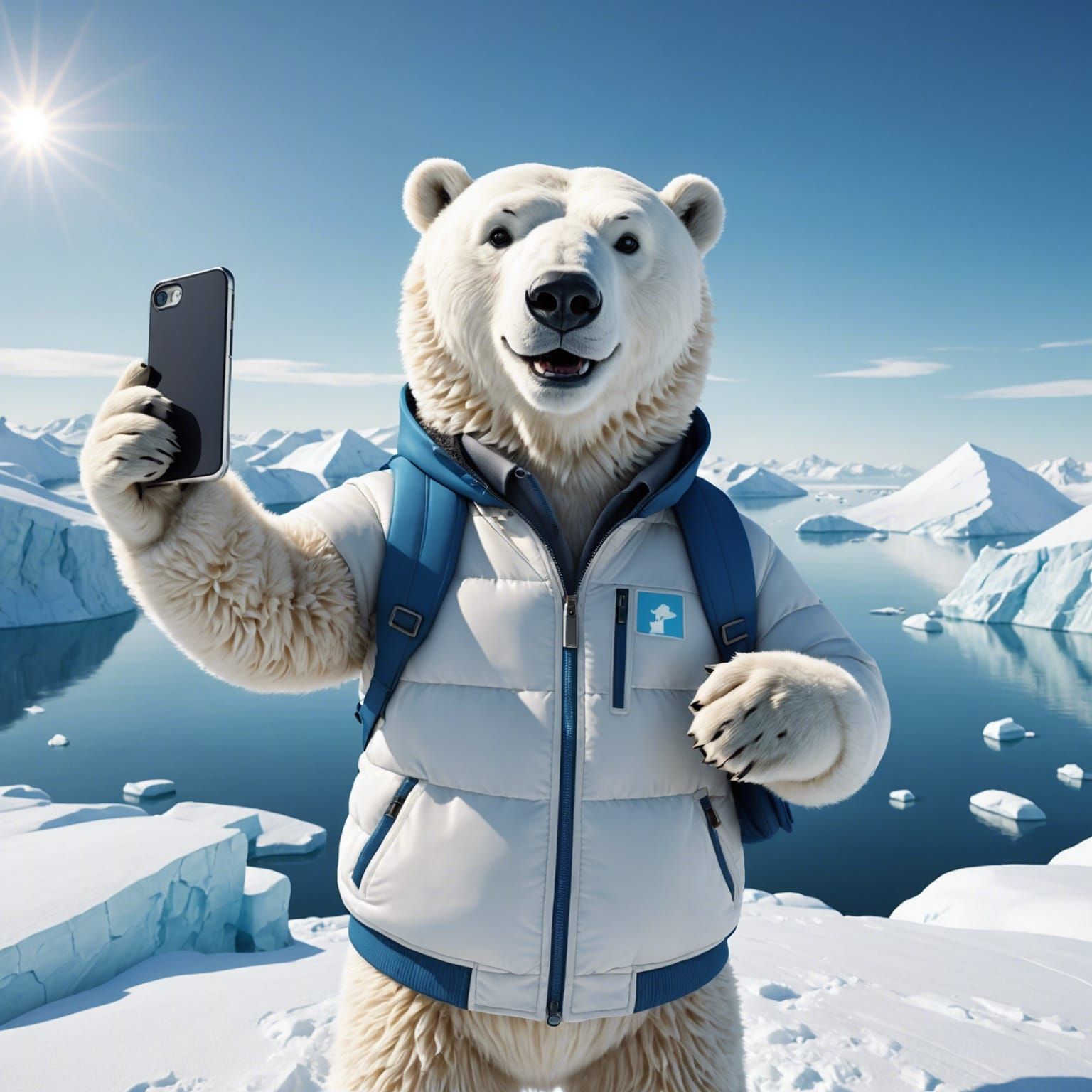 Polar Bear Selfie in Arctic: 3D Illustration