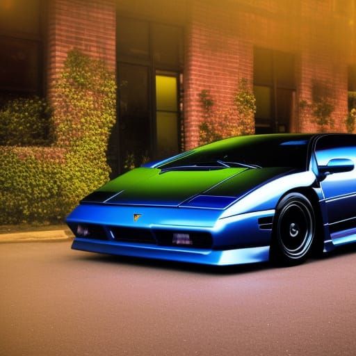 Black Lamborghini Diablo in Synthwave Style