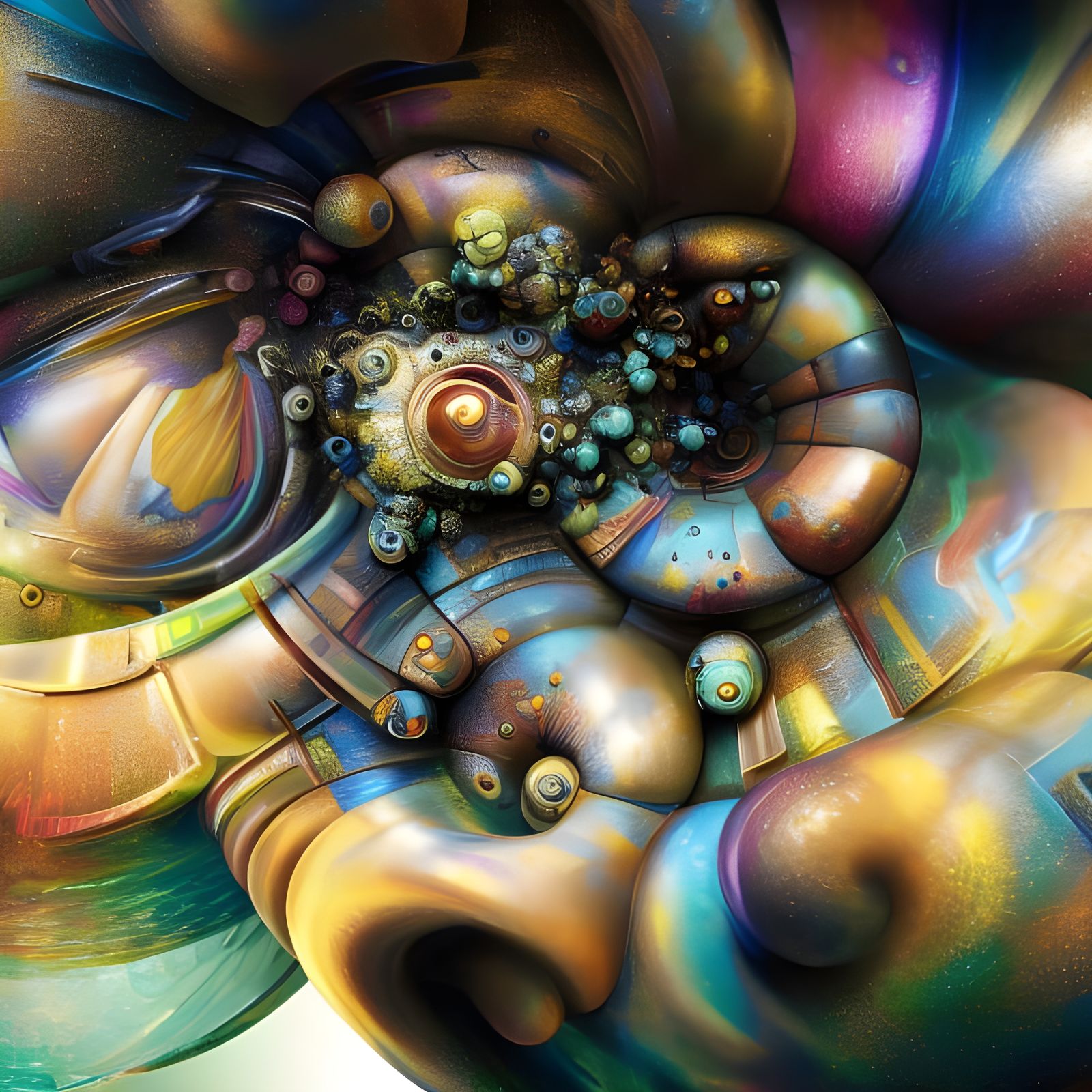 Intricate Geometric Abstract in Polychromatic 3D Render