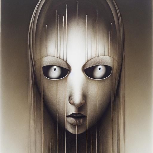 Ethereal Horror: A Dark Cubism Woman Portrait