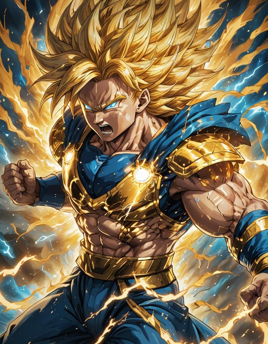 Super Saiyan 2 Transformation in Anime Style