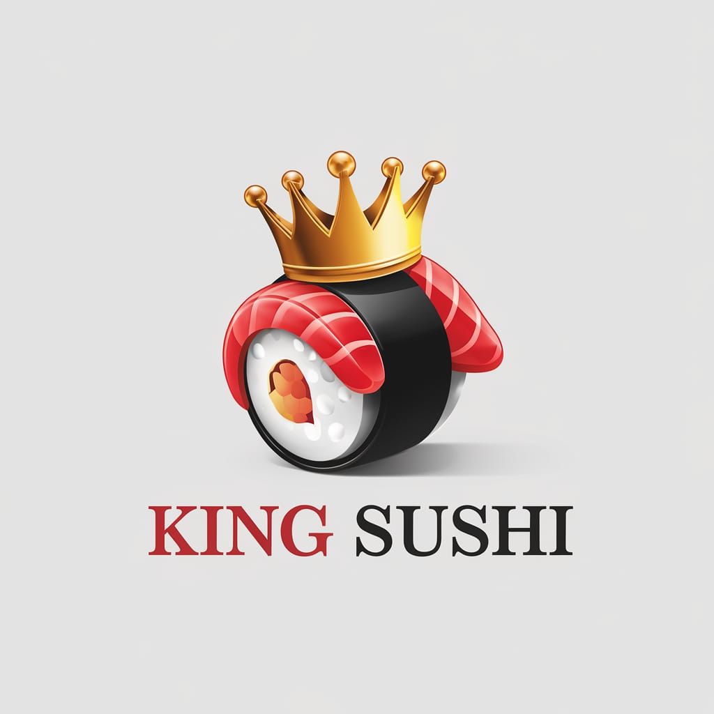 Sleek Modern Sushi Emblem in Red, Black, and White