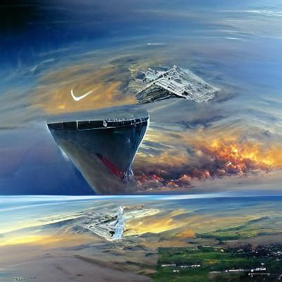 Star Destroyer Over England, Oil Painting