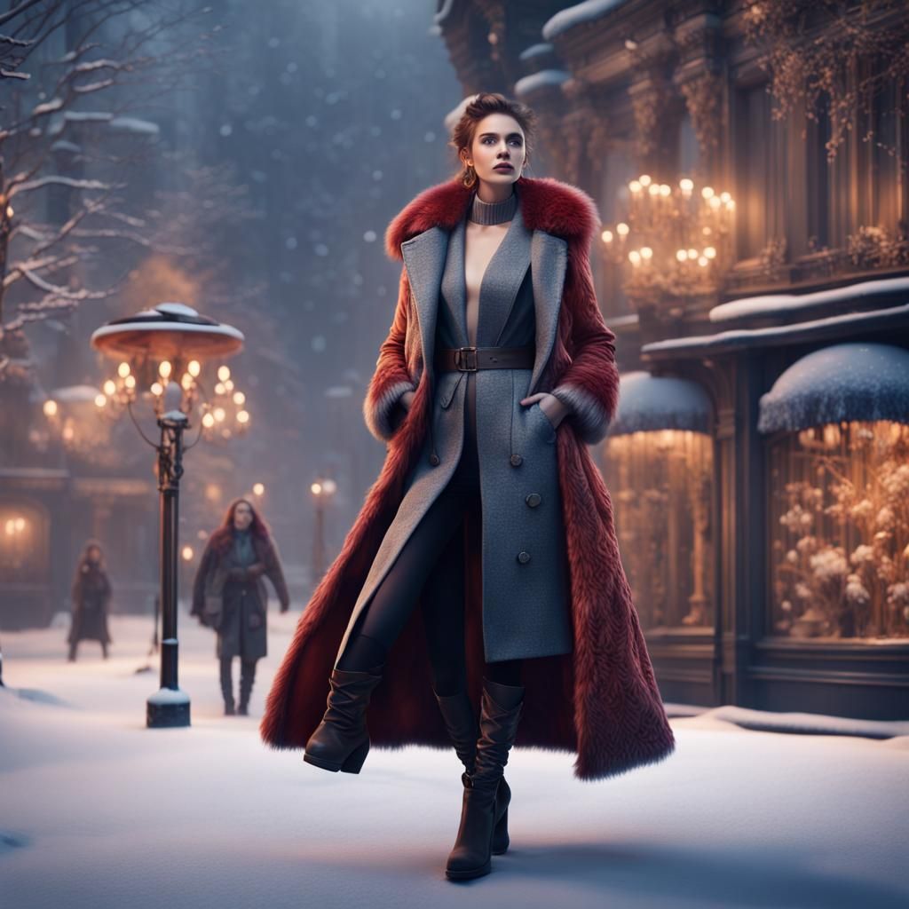 Winter Fashion Ad: Detailed Matte Painting