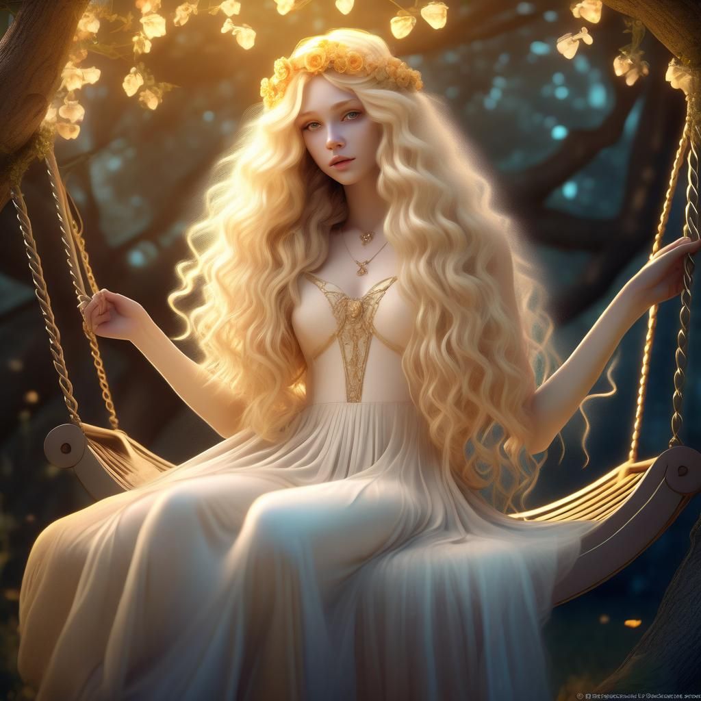 Princess Persephone on a Swing in Fairycore Style