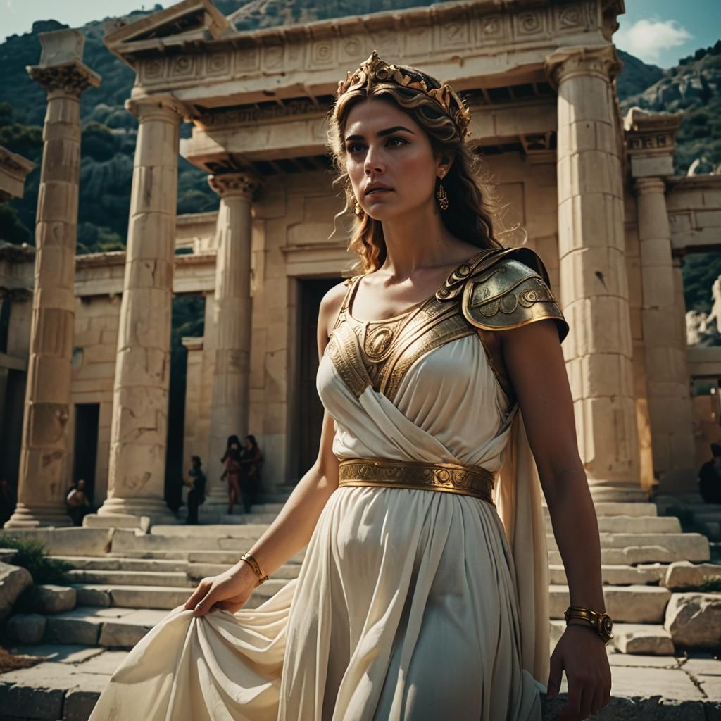 Dramatic Greek Goddess in Cinematic Style