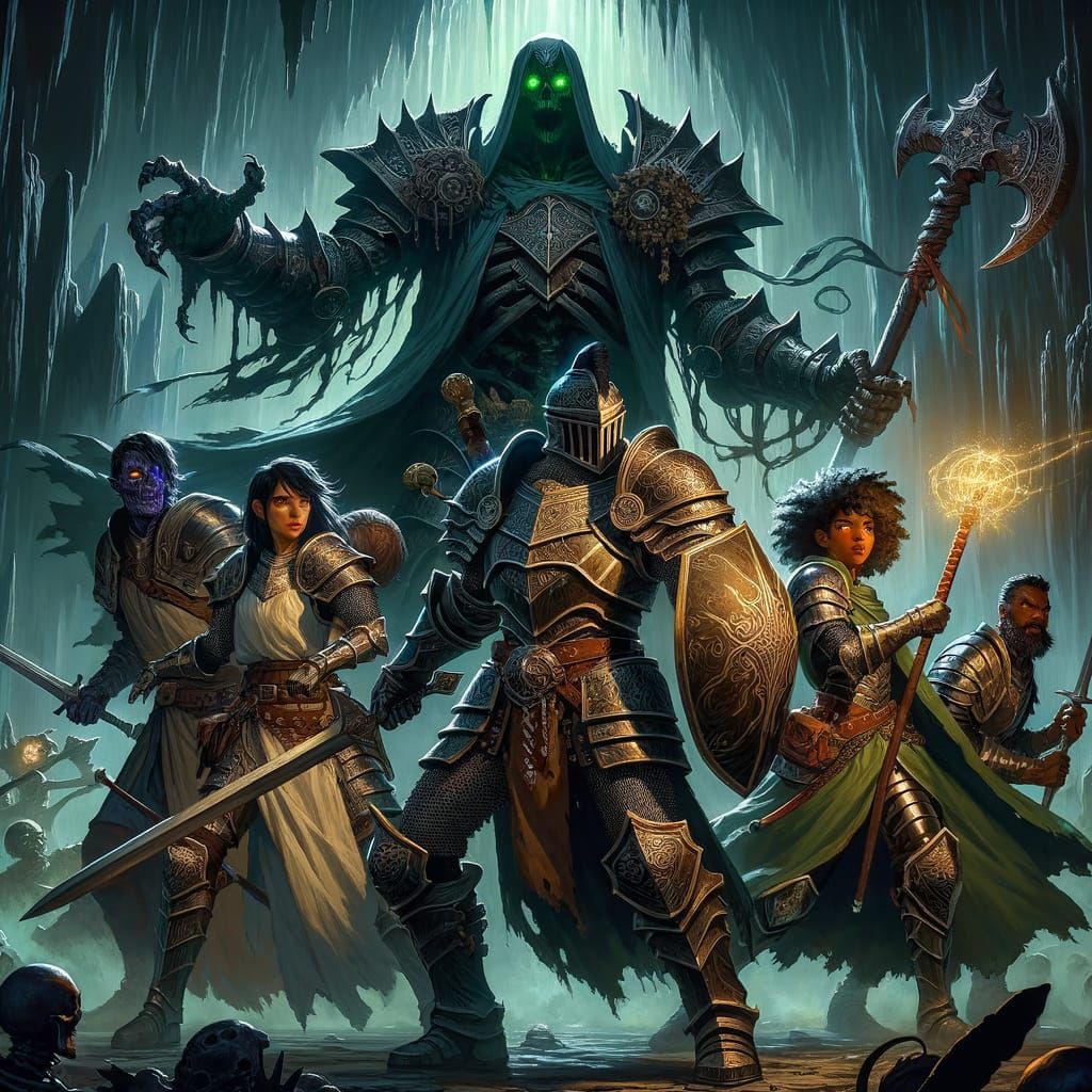 Knights Clash with Lich in Ominous Cavern