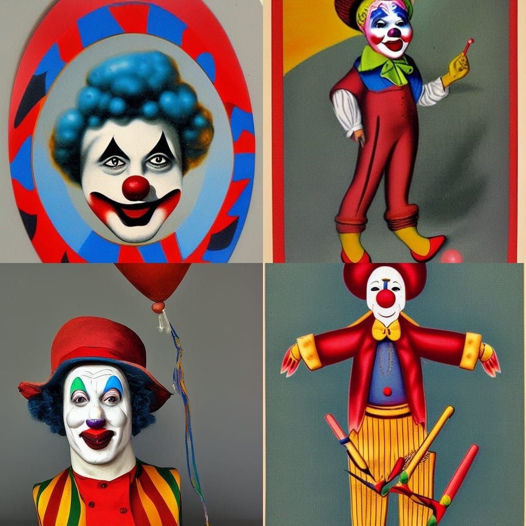 Vintage Circus Clown Portrait in Classic Art Style