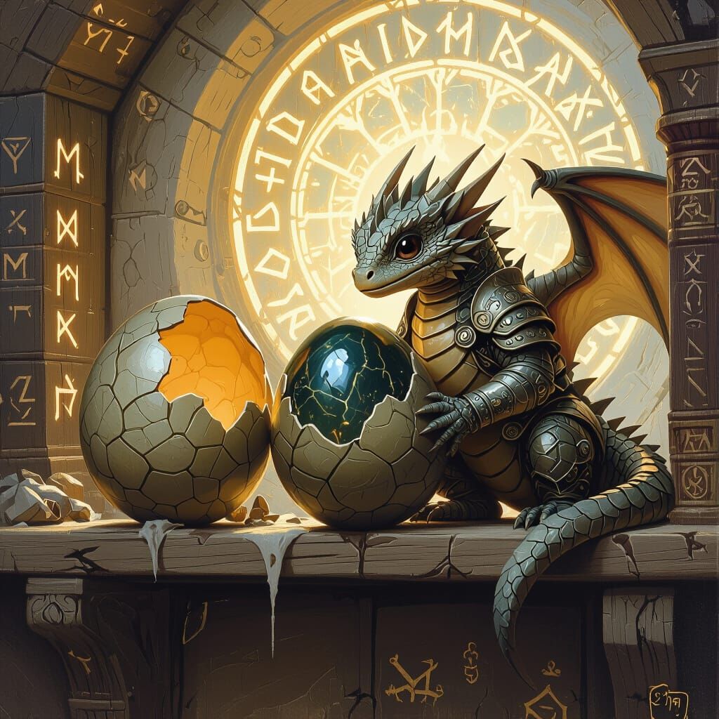 Baby Dragon Hatchling Peers Over Shelf