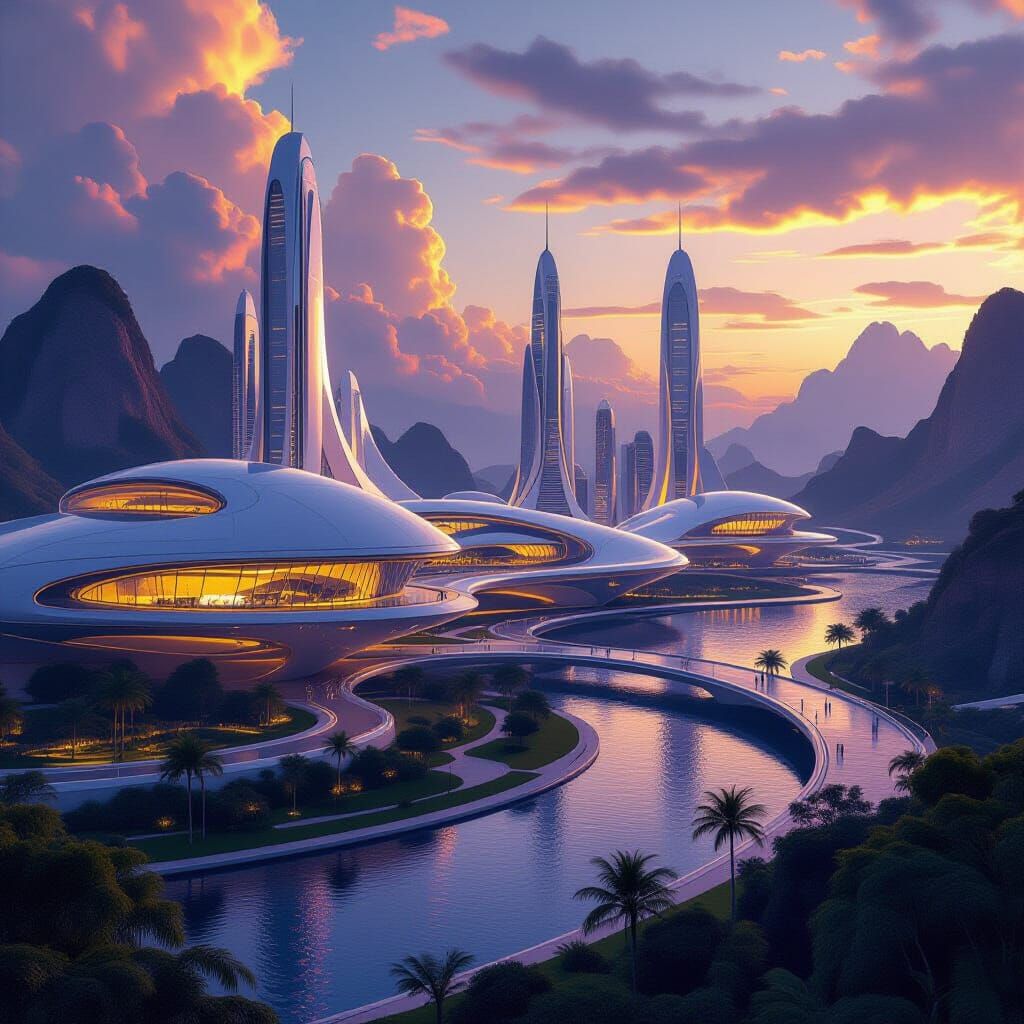 Futuristic Venus City: Sustainable Architecture in Vivid Col...