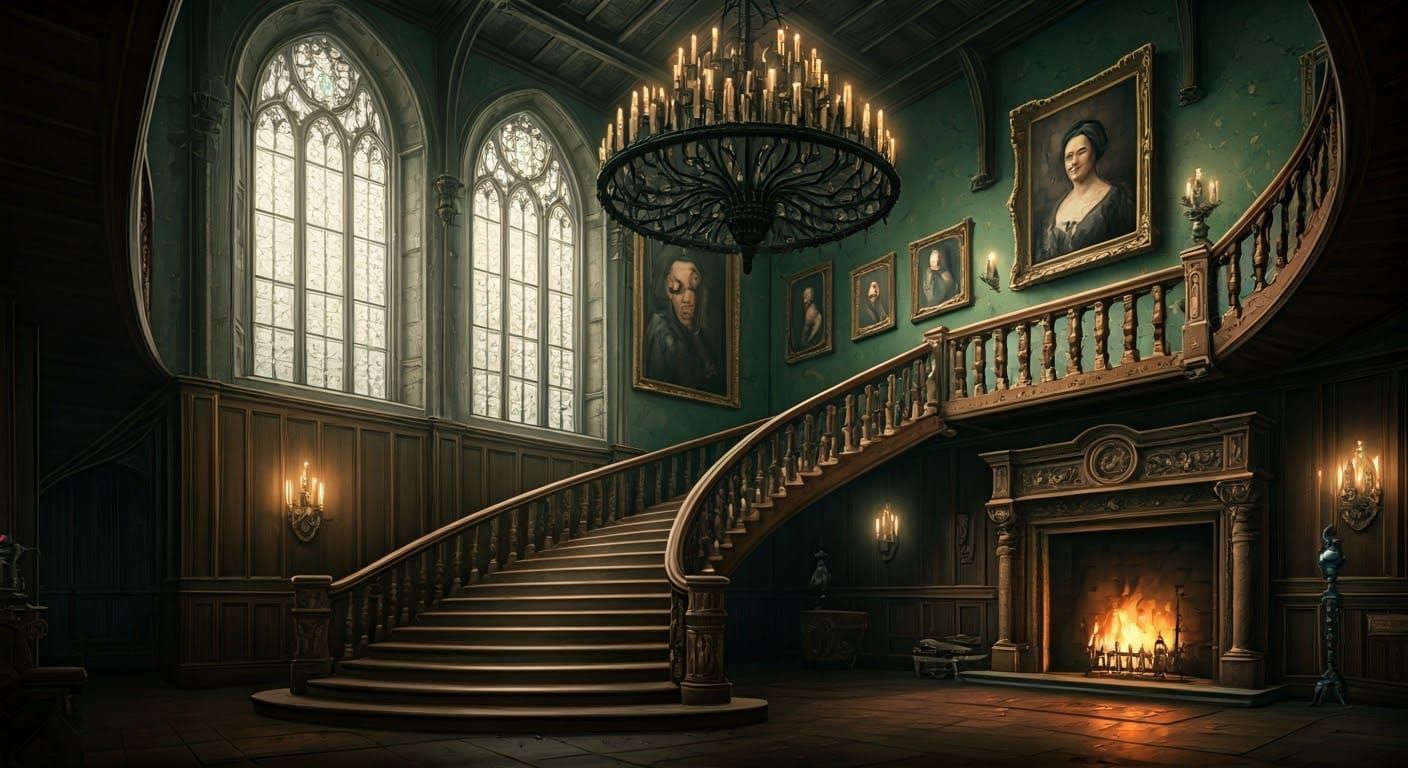 Grand Reception Hall with Sweeping Staircase and Opulent Dec...