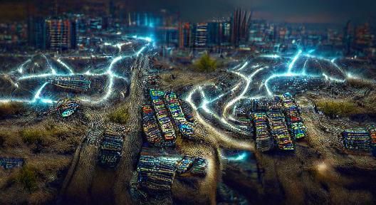 Post-Apocalyptic Cityscape at Night