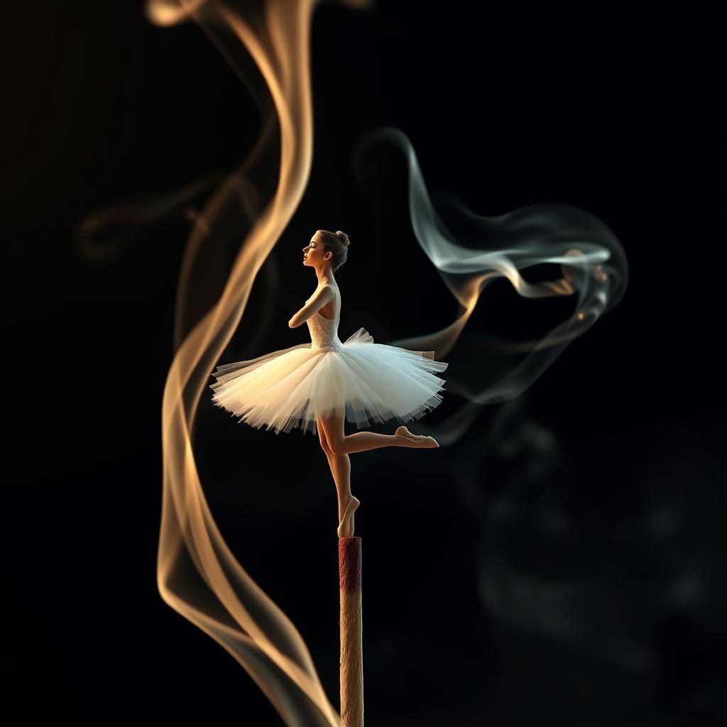 Smoke Ballerina: Hyperrealistic Matchstick Art