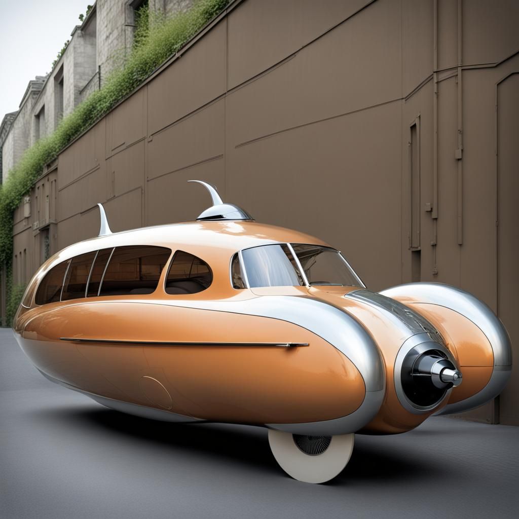 Retro Jules Verne Submarine Car Design