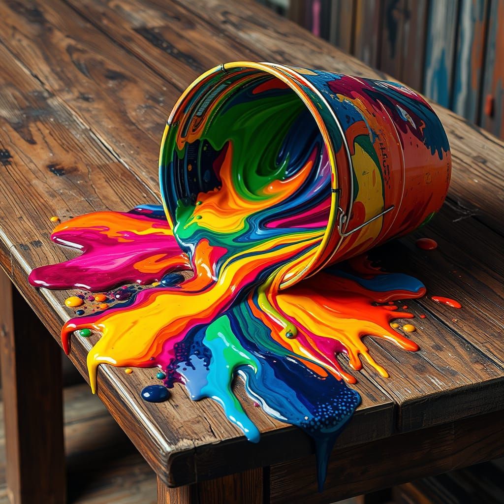 Colorful Paint Spill as Street Art